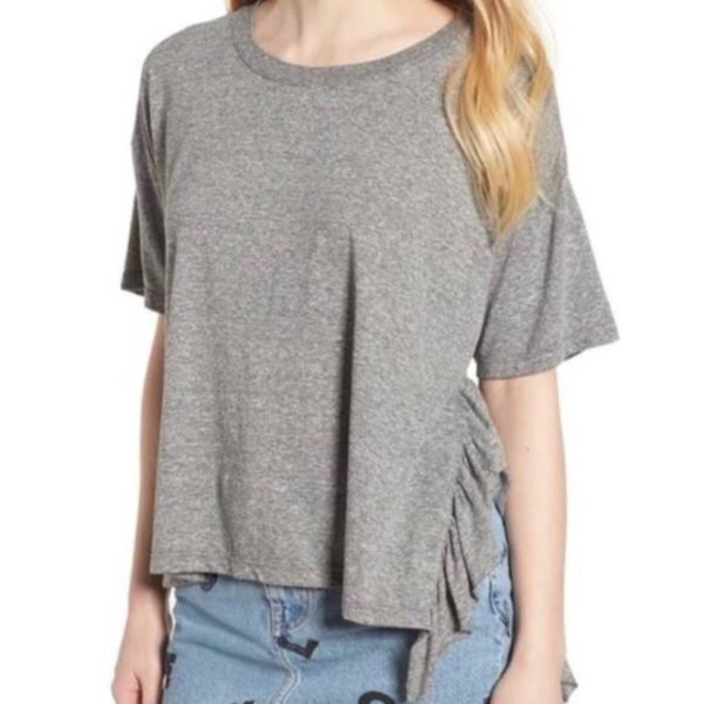 CURRENT/ELLIOTT Grey Ruffle Tee Jersey M/2
